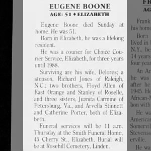Obituary for EUGENE BOONE